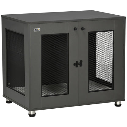 Pawhut Jaula Para Perros Mesa Auxiliar Con 2 Puertas Con Pestillo 80x55x70 Cm_0