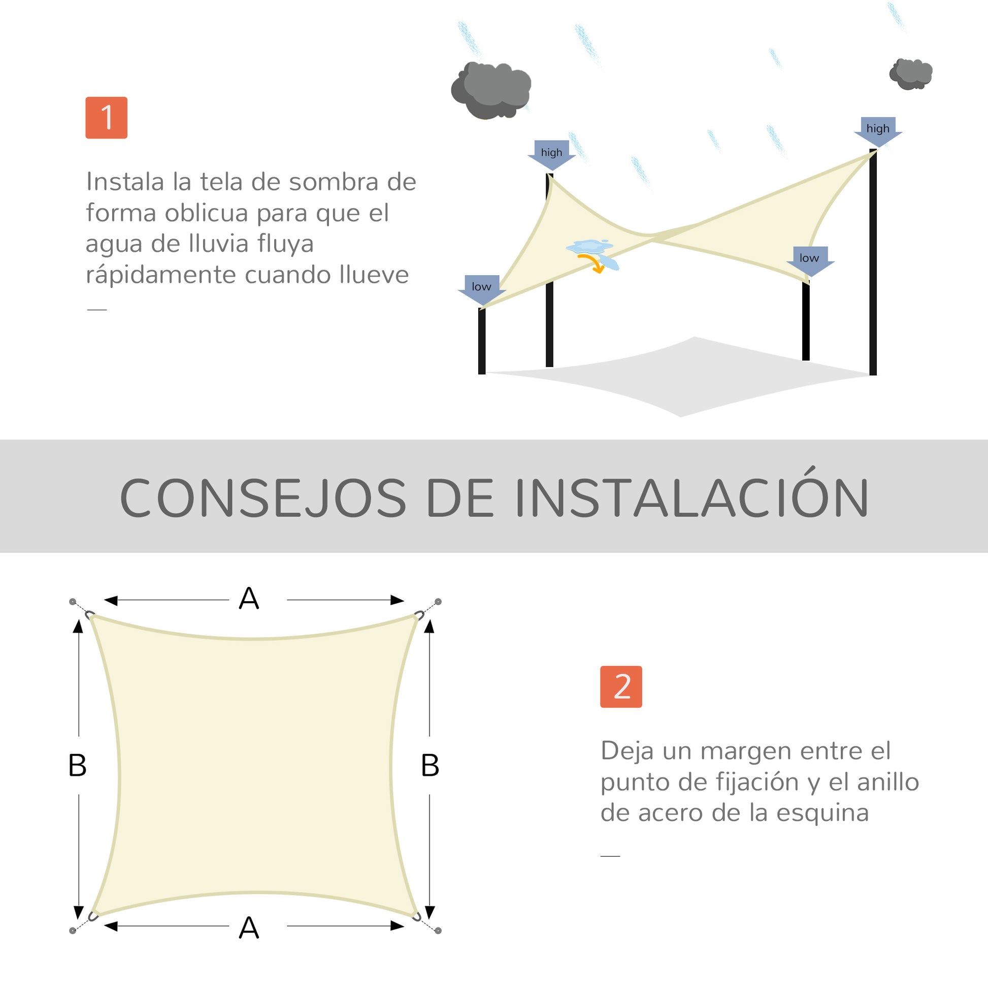 Outsunny Toldo De Vela Rectangular Para Jardín Y Exterior Repelente Al Agua_5