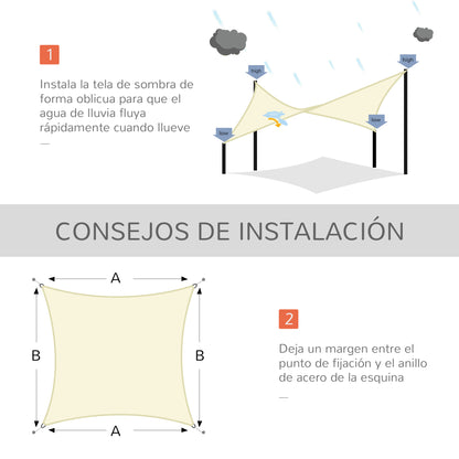 Outsunny Toldo De Vela Rectangular Para Jardín Y Exterior Repelente Al Agua_5