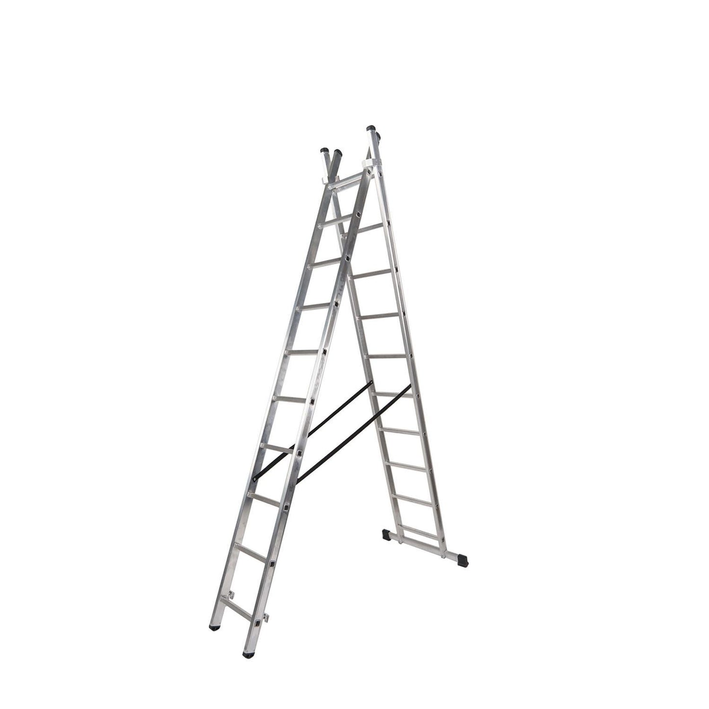 Escalera Aluminio 2 Tramos 10+10 Peldaños. Plegable, Antideslizante, Resistente_0