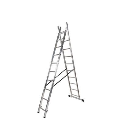 Escalera Aluminio 2 Tramos 10+10 Peldaños. Plegable, Antideslizante, Resistente_0