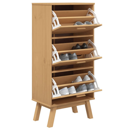 Zapatero Olden Madera Maciza De Pino Marrón 55x35x120 Cm / Vetonek_5