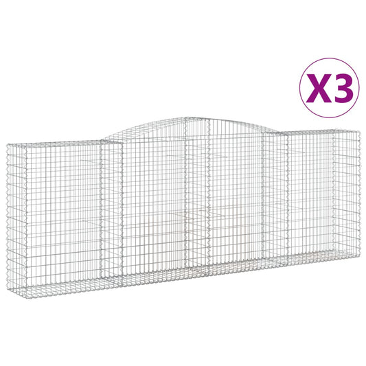 Cestas De Gaviones 3 Uds Forma De Arco Hierro 400x50x140/160 Cm_0