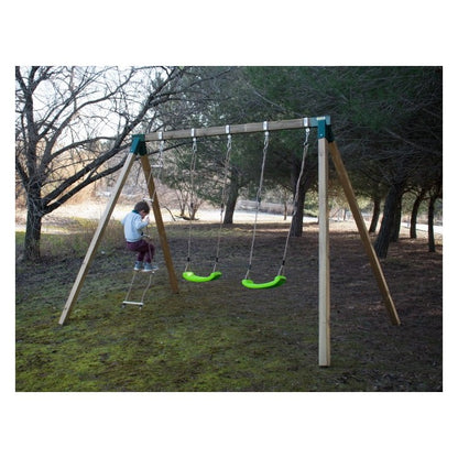 Columpio Doble De Madera Cuadrada Masgames Yua Xl._1