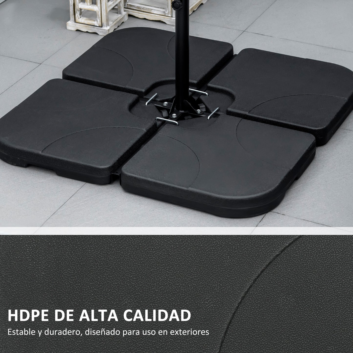Outsunny Peso Para Base De Sombrilla De 4 Piezas Para Base Cruzada Negro_5