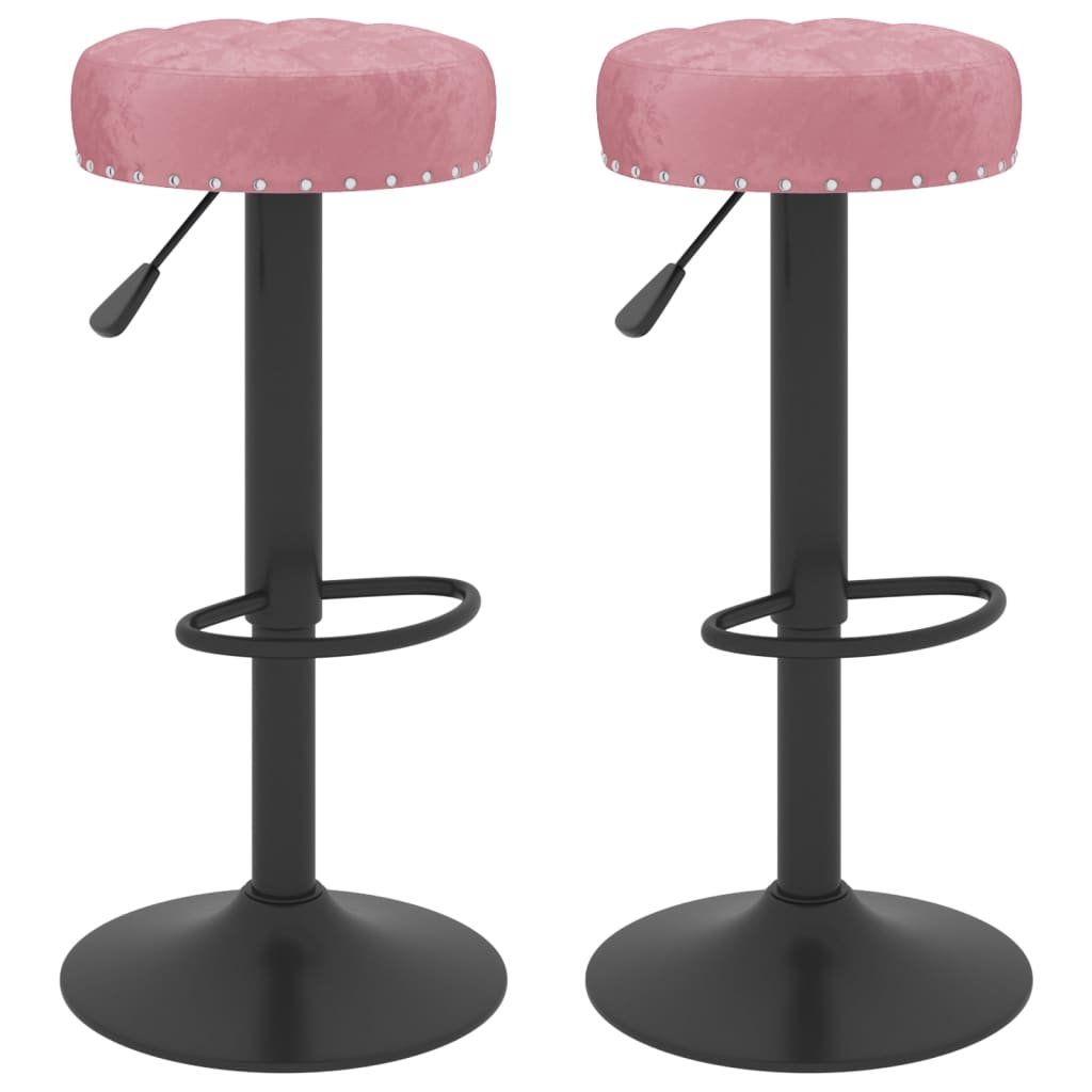Taburetes De Cocina 2 Unidades Terciopelo Rosa_0