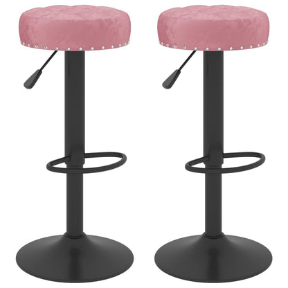 Taburetes De Cocina 2 Unidades Terciopelo Rosa_0