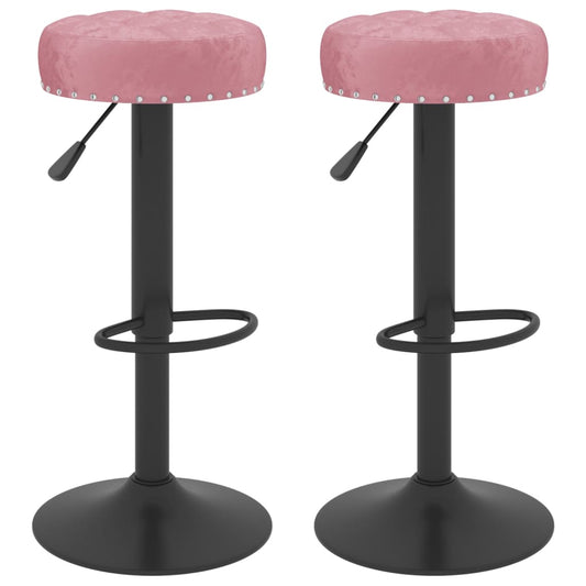 Taburetes De Cocina 2 Unidades Terciopelo Rosa_0