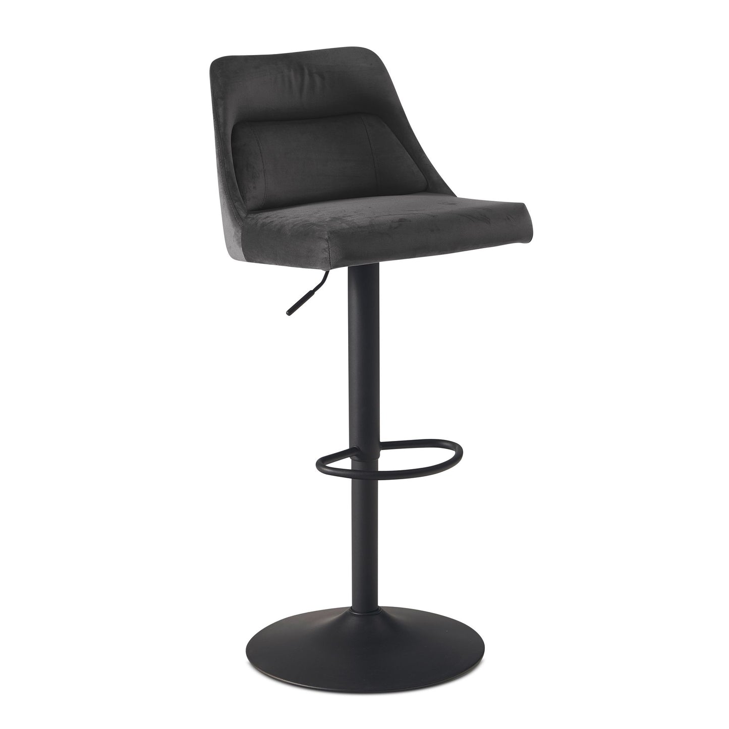 Taburete De Bar, Terciopelo Gris Con Respaldo 86 - 106 Cm_0