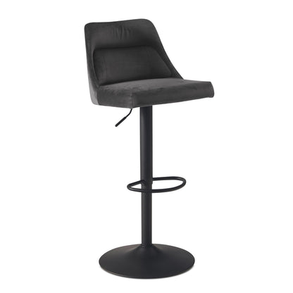 Taburete De Bar, Terciopelo Gris Con Respaldo 86 - 106 Cm_0
