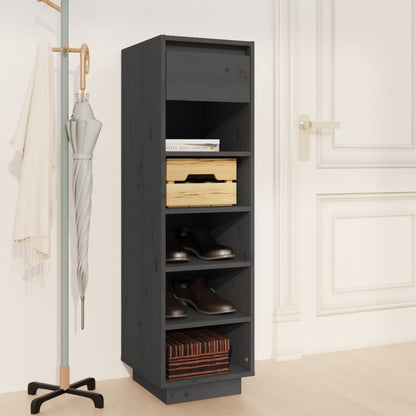 Mueble Zapatero De Madera Maciza De Pino Gris 30x34x105 Cm / Vetonek_3