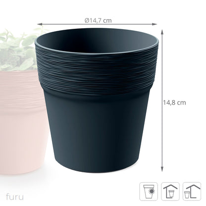 Maceta Furu , Dimensiones (mm) 122x122x122, Color Antracita