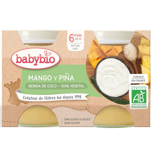 Bebida de Iogurte Vegetal Manga, Ananás e Coco 2x130g, Babybio