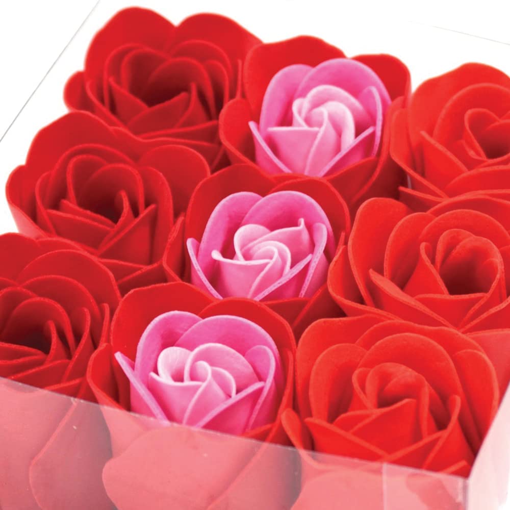 Pack 5 Cajas 9 Rosas De Jabón (rojo) - Flores Con Pétalos De Jabón Perfumados - Regalo Original Para Días Especiales_1