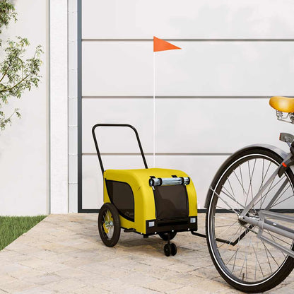 Remolque Bicicleta Mascotas Hierro Tela Oxford Amarillo Negro_1