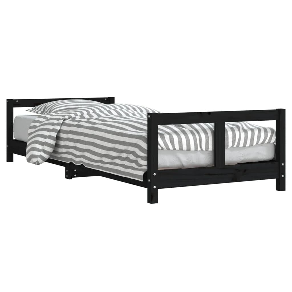 Vidaxl Estructura De Cama Para Niños Madera De Pino Negro 80x200 Cm_0