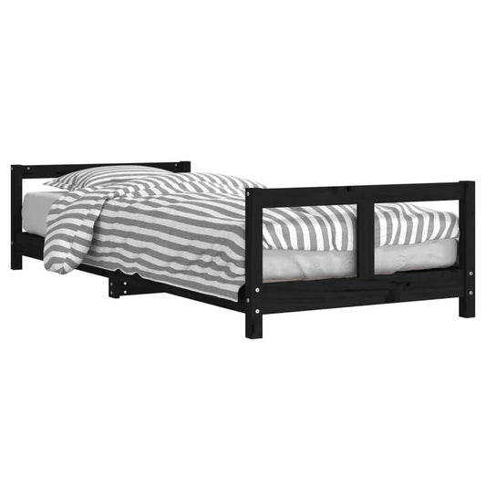 Vidaxl Estructura De Cama Para Niños Madera De Pino Negro 80x200 Cm_0