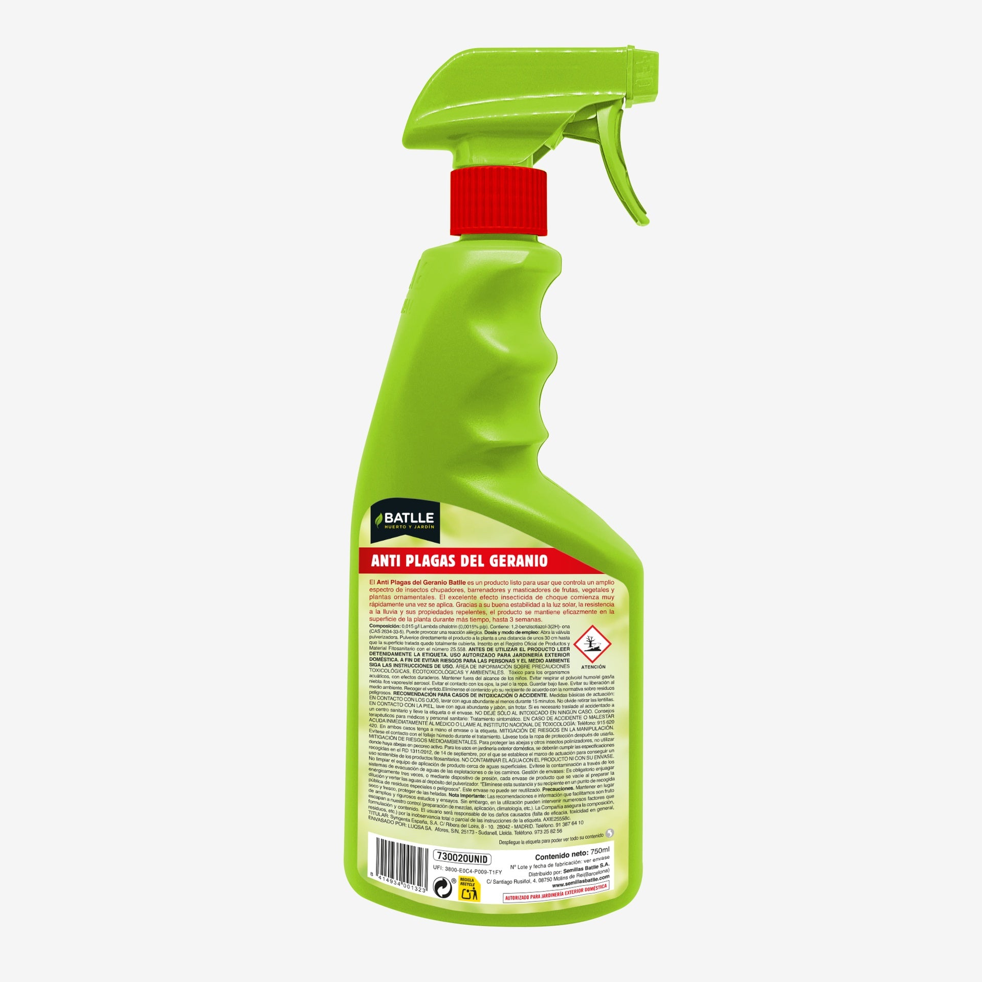 Inseticida para controlo de pragas de gerânio pronto a usar Batlle 750 ml