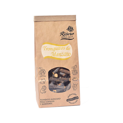 Lanche de tronco de macieira Ribero para coelhos e roedores 100 g