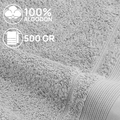 Juego De Toallas De Baño 3 Piezas: Tocador, Lavabo Y Sabana - 100% Algodón, 500 Gr Gris Claro_4