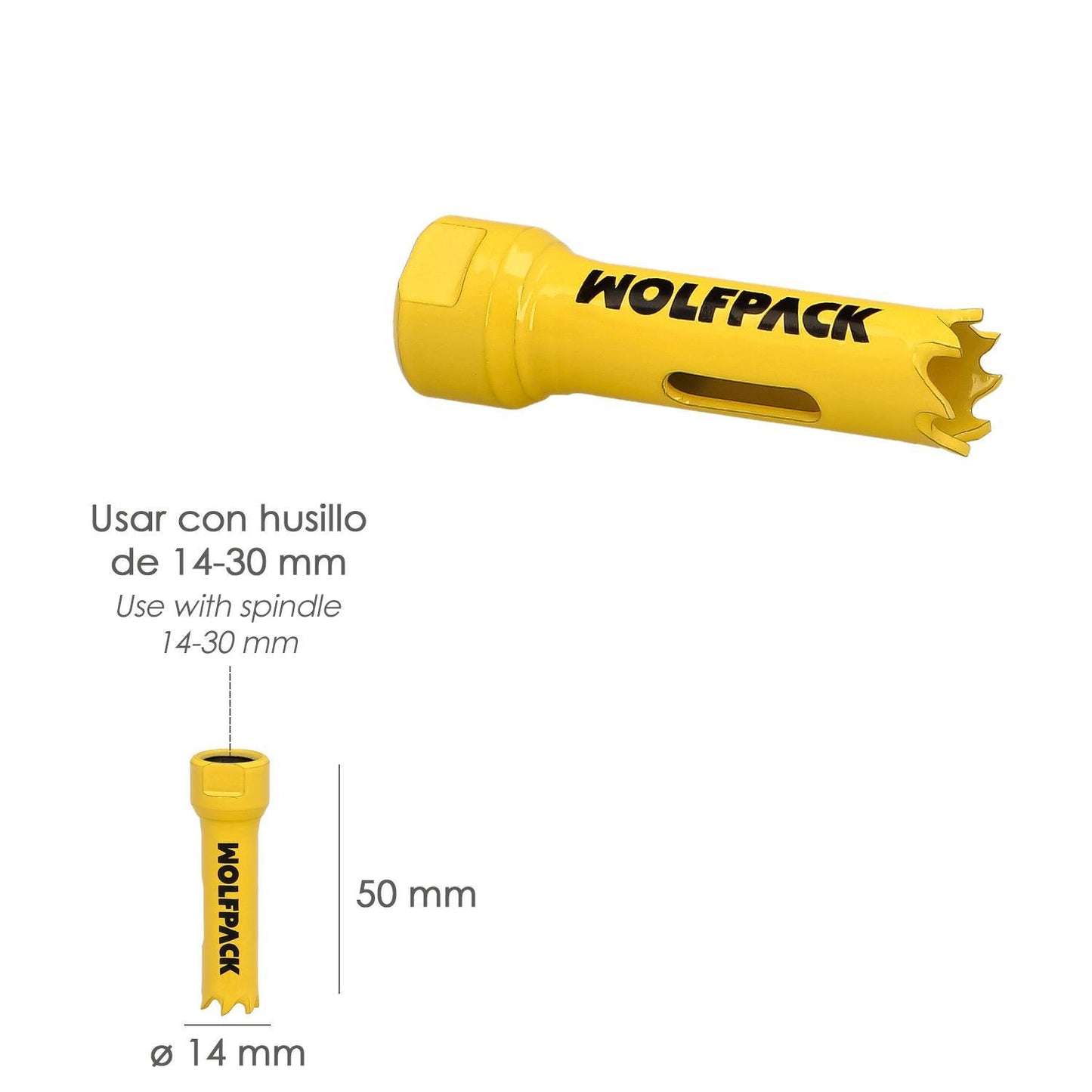 Corona Sierra Bimetal Ø 14 Mm. Templado Termico, Base Reforzada. Corona Madera, Broca Agujeros Madera, Acero, Hierro, Plasticos