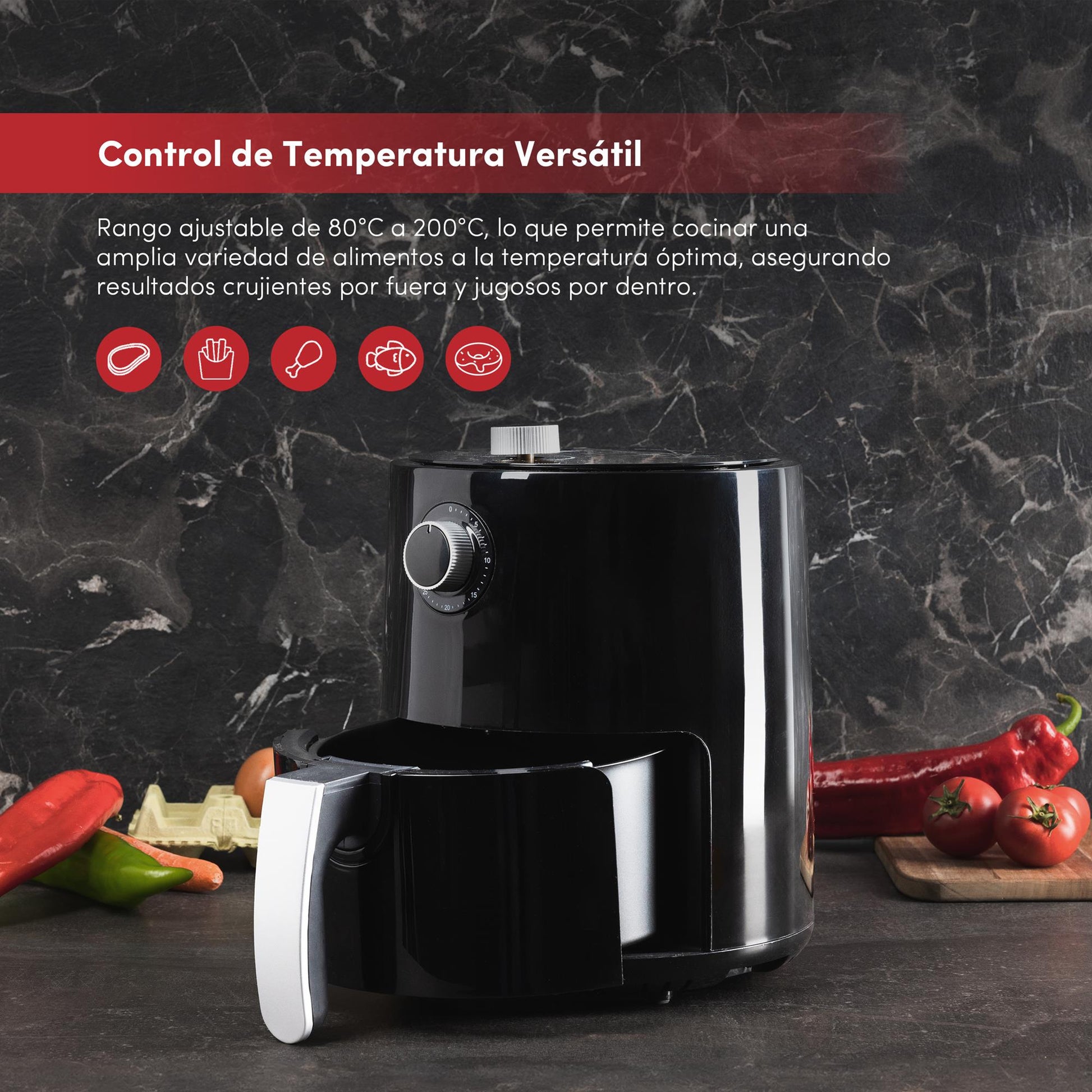 Freidora De Aire 2.5l 1200w Con Temporizador 30min Y Mango Antideslizante Swisshome_2