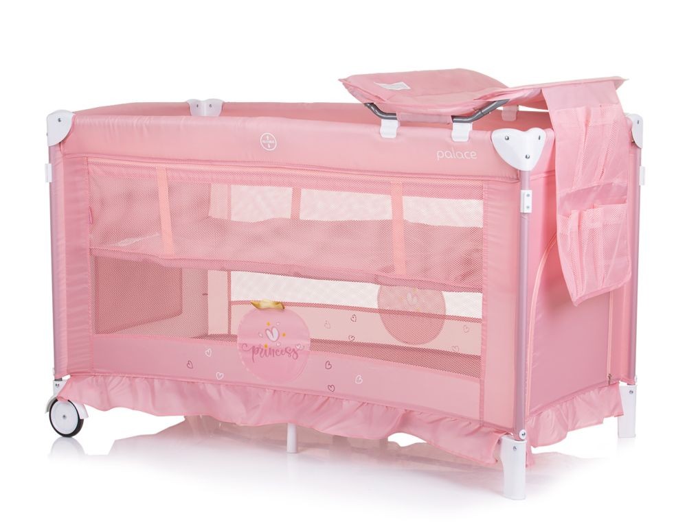 Cuna De Viaje Con Dosel Y Cambiador Palace Princess Pink New_2