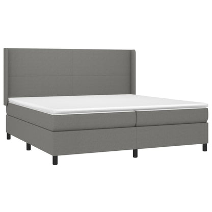 Cama Box Spring Colchón Y Luces Led Tela Gris Claro 200x200 Cm / Vetonek_2