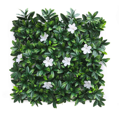 Jardín Vertical Artificial 100x100cm Well Home Hojas Verdes Y Flores Blancas_0