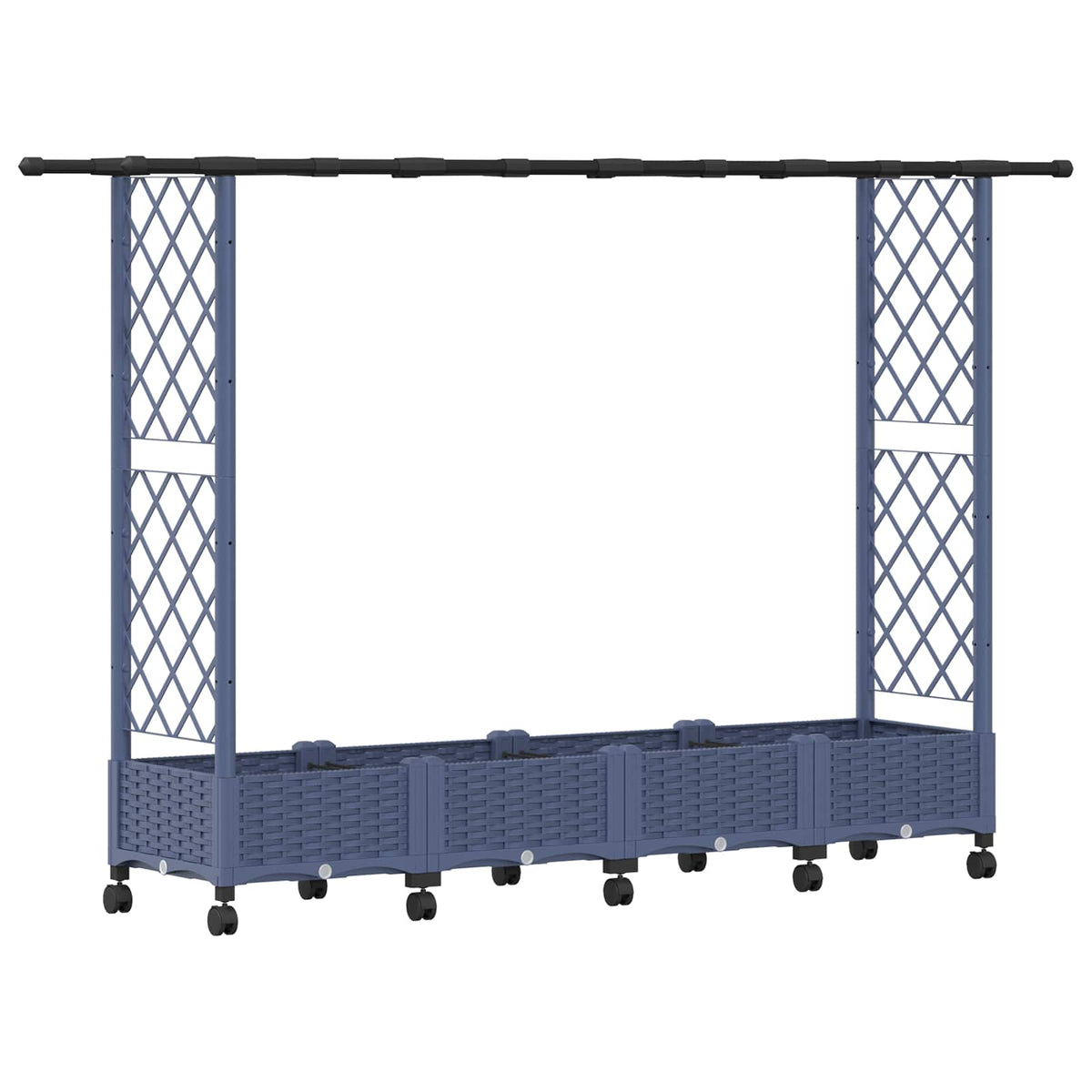 Cama Elevada Con Trellis Y Techo Gris 203 X 40 X 127 Cm Pp_0