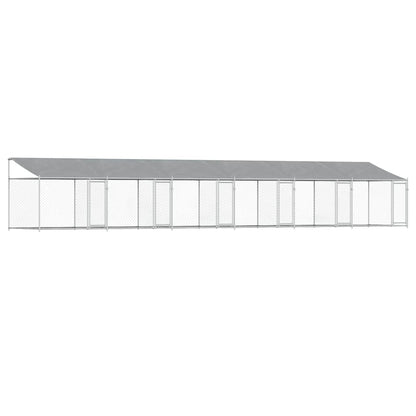 Jaula De Perros Techo Y Puertas Acero Galvanizado Gris 12x2x2 M_0