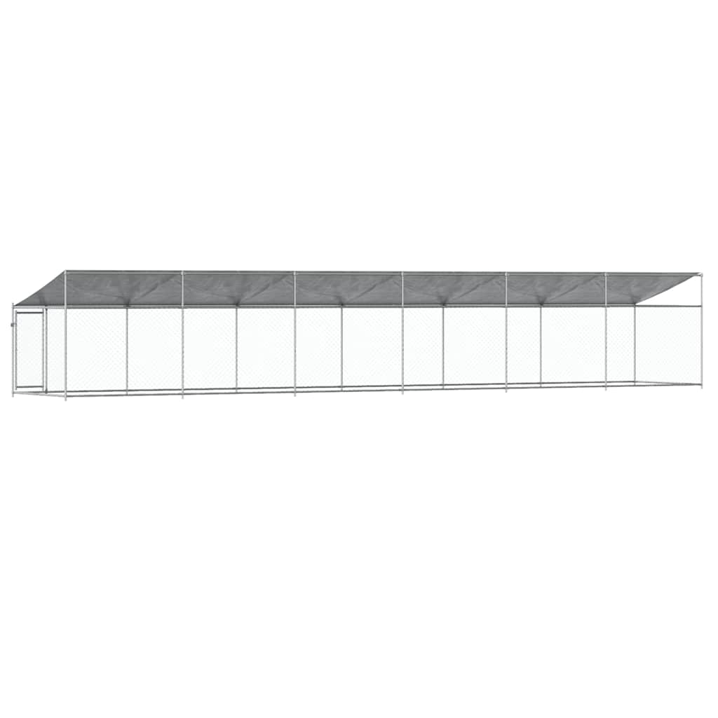 Jaula De Perros Techo Y Puerta Acero Galvanizado Gris 12x2x2 M_5
