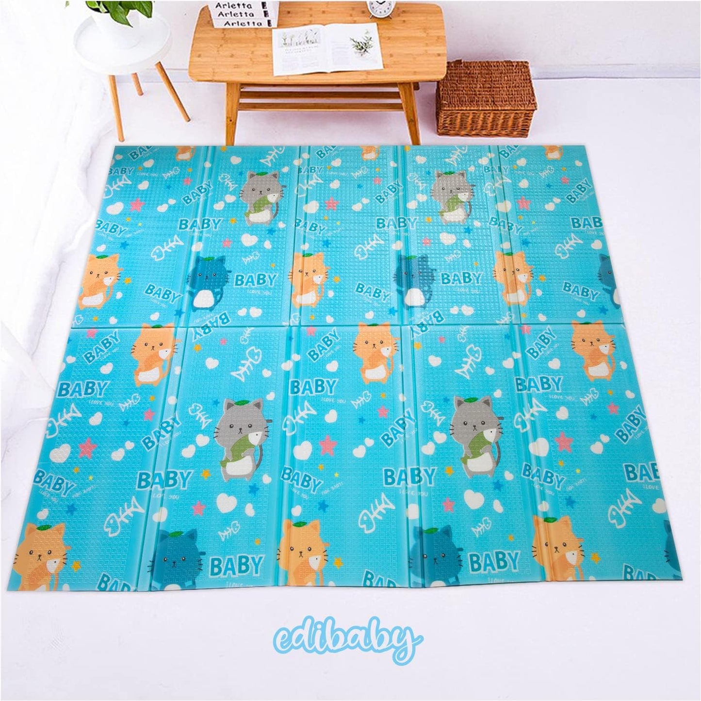 Alfombra Bebe, 1.5cm Grosor, Diseño Infantil, 200 X 180 Cm, Acolchada De Xpe, Reversible_5