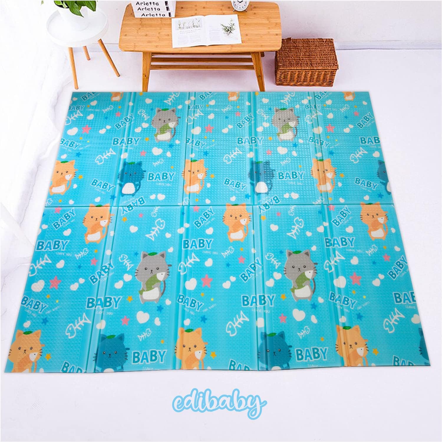 Alfombra Bebe, 1.5cm Grosor, Diseño Infantil, 200 X 180 Cm, Acolchada De Xpe, Reversible_5