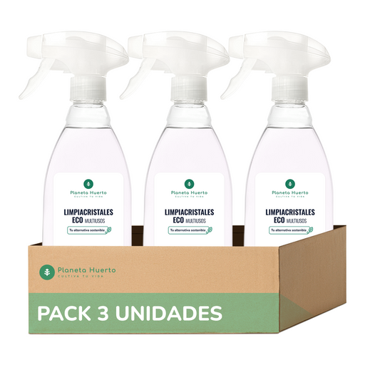 Pack de 3 Produtos de Limpeza Multiusos e de Vidros Eco Planeta Huerto 750ml