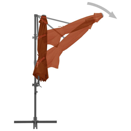 Vidaxl Sombrilla De Jardín Voladiza Con Palo De Acero Terracota 300 Cm_4