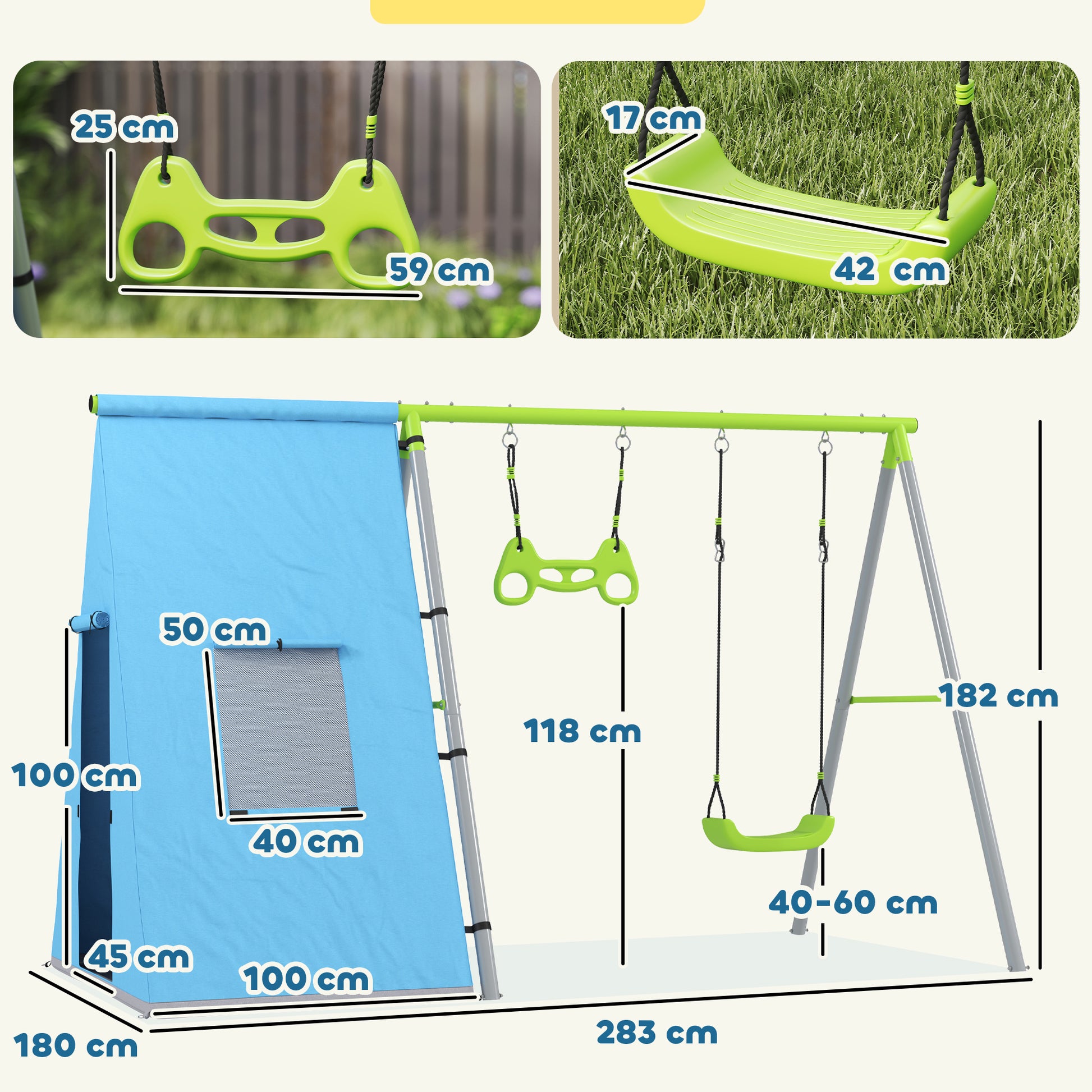 Aiyaplay Columpio Para Niños De +3 Años 3 En 1 Verde_2