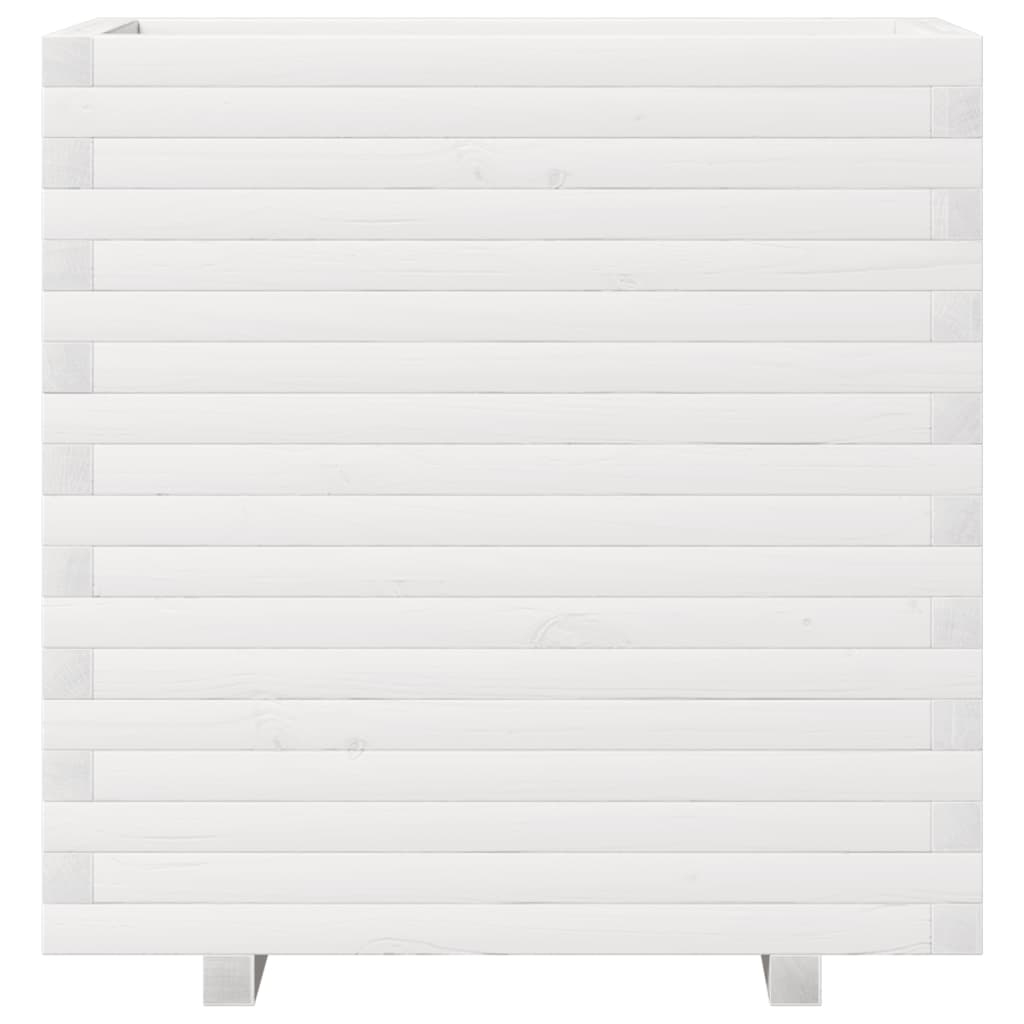 Jardinera De Madera Maciza De Pino Blanca 70x40x72 Cm_4
