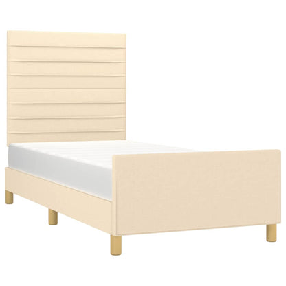 Estructura De Cama Con Cabecero De Tela Color Crema 90x190 Cm / Vetonek_5