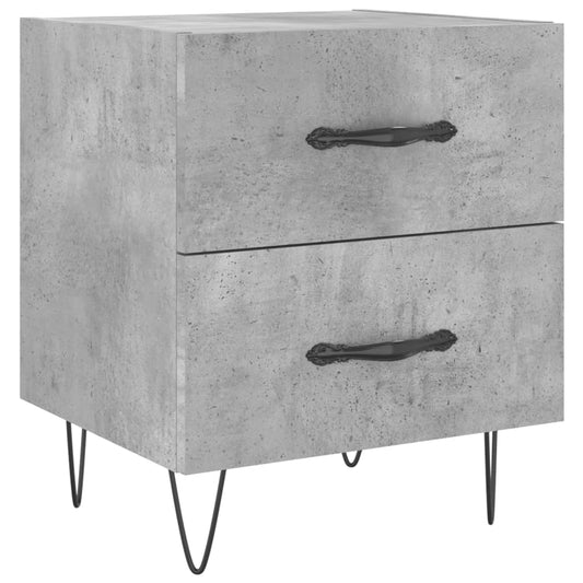 Mesita De Noche Madera Ingeniería Gris Hormigón 40x35x47,5 Cm_0