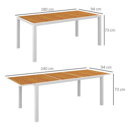 Outsunny Mesa De Jardín Extensible Con Marco De Aluminio 180/240x94x73 Cm Marrón_2