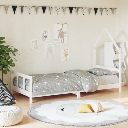 Vidaxl Estructura De Cama Para Niños Madera De Pino Blanco 90x200 Cm_1
