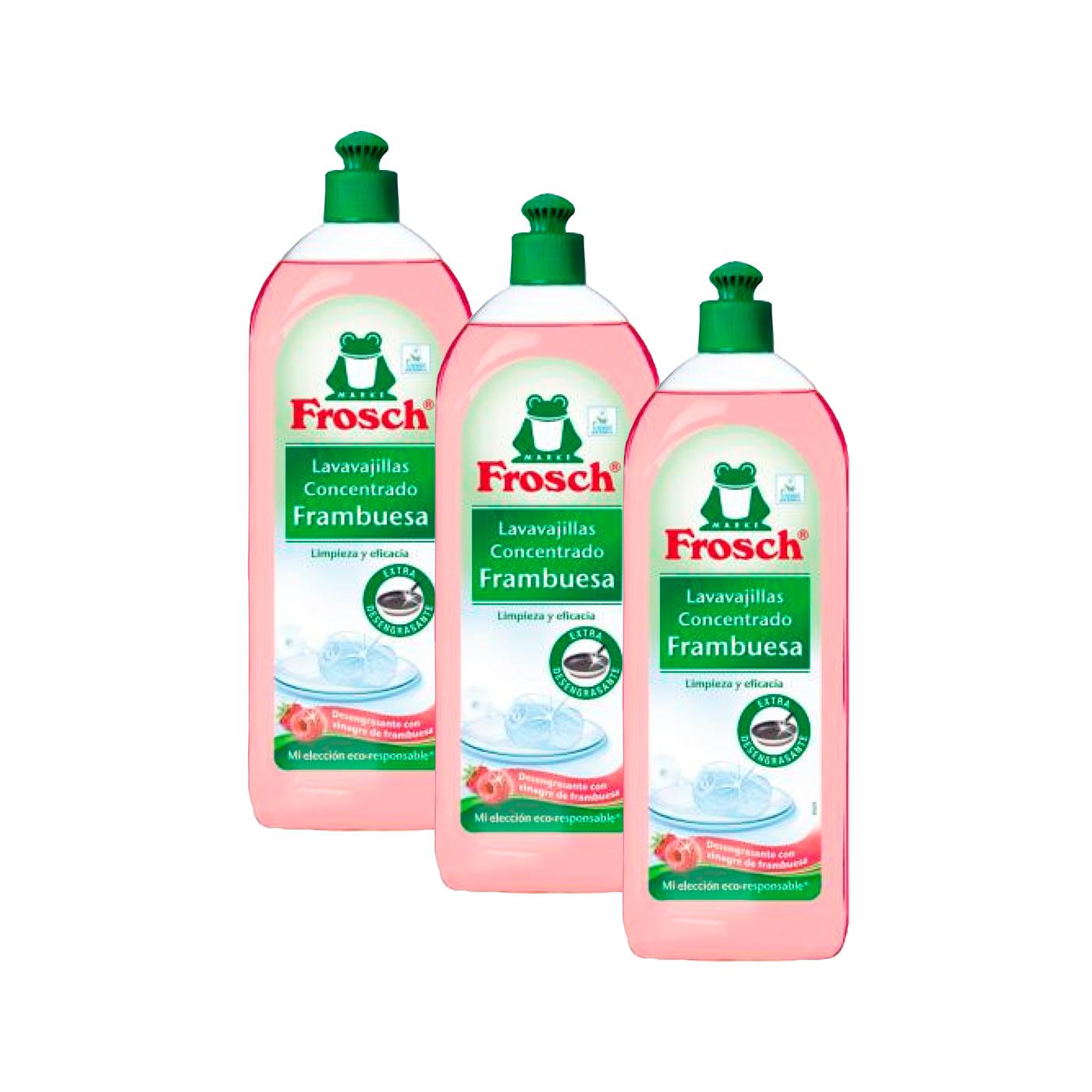 Embalagem de 3 detergentes para máquina de lavar louça Frosch framboesa 750 ml