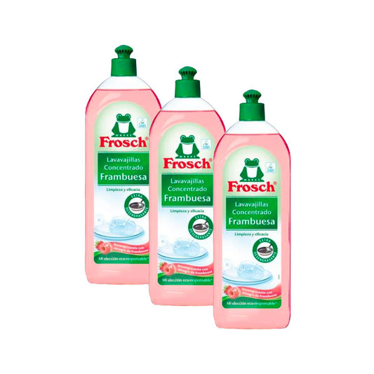 Embalagem de 3 detergentes para máquina de lavar louça Frosch framboesa 750 ml