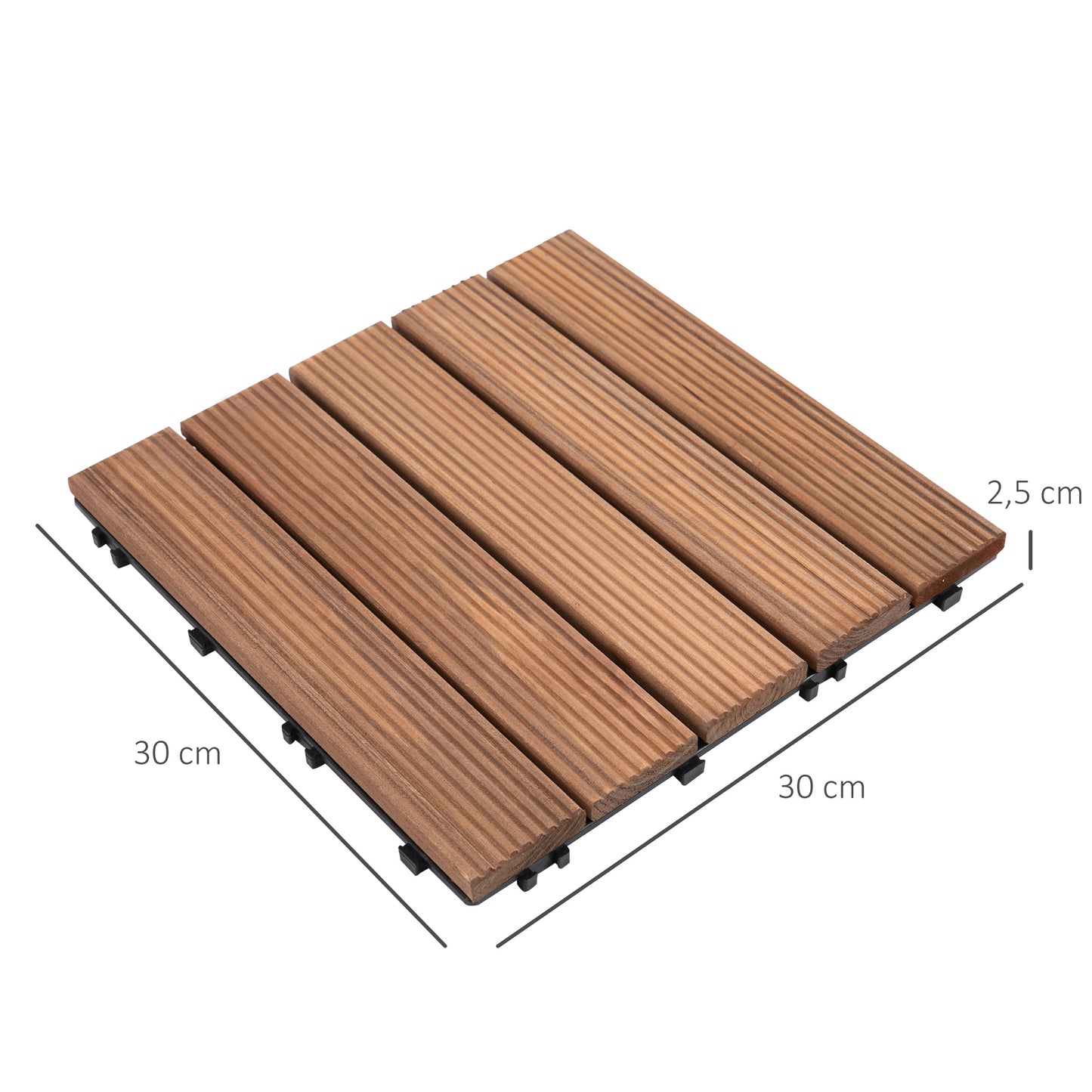 Outsunny Set 27 Baldosas De Madera De Clic 30x30 Cm Área De 2,43 M² Marrón_2