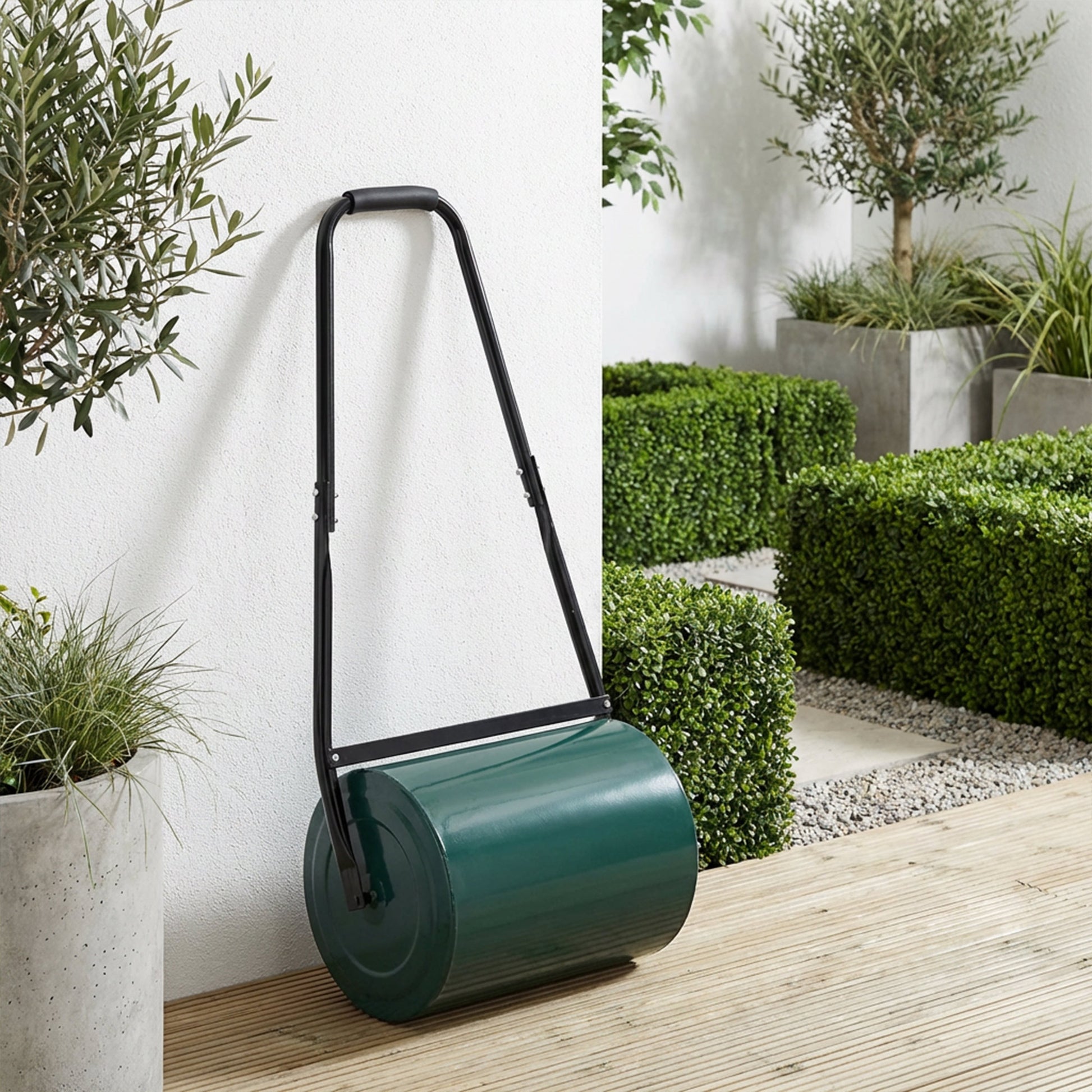Outsunny Rodillo Para Césped Ancho 50cm Ø30cm De 30l Con Mango En U Verde Oscuro_1