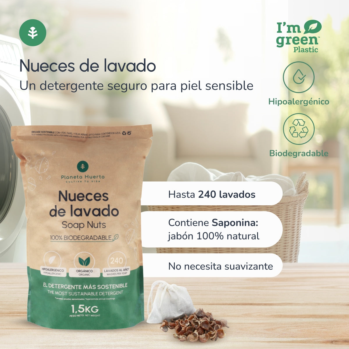 Nozes para Lavar Planeta Huerto 1,5 kg
