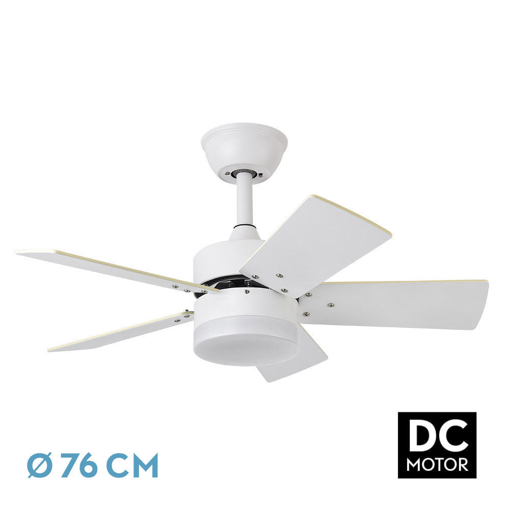 Ventilador Dc Marta 36w Blanco 5 Aspas Rev. Blanco/haya 41x76d 3240lm C/remoto, Mem., Timer 3000k-6000k_0