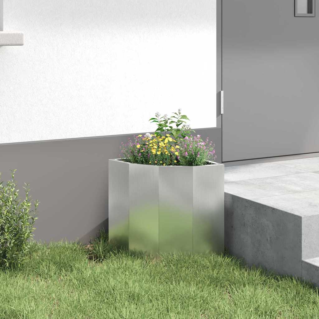 Macetero De Esquina Plateado 30 X 30 X 35 Cm Acero Galvanizado_3