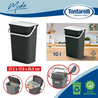 Papelera moda 10l Con Asa (cubo Negro-tapa Blanco)_1
